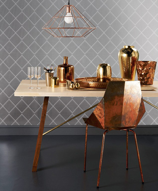 Blu Dot copper chairs and some other bronze decorations - via The Daily Mail