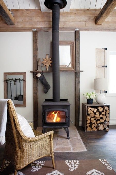 Cabin woodstove - via The Mountain Laurel