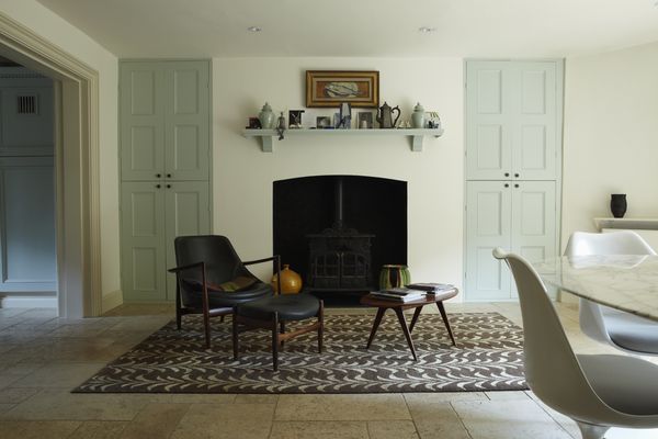 Guilford green walls in this contemporary interior - via LA Times