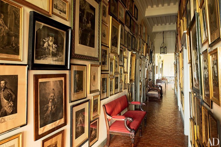 And now something completely different - this Gallery Wall in French Chateau de Digoine - owned by French collector and TV producer Jean-Louis Remilleux - via AD