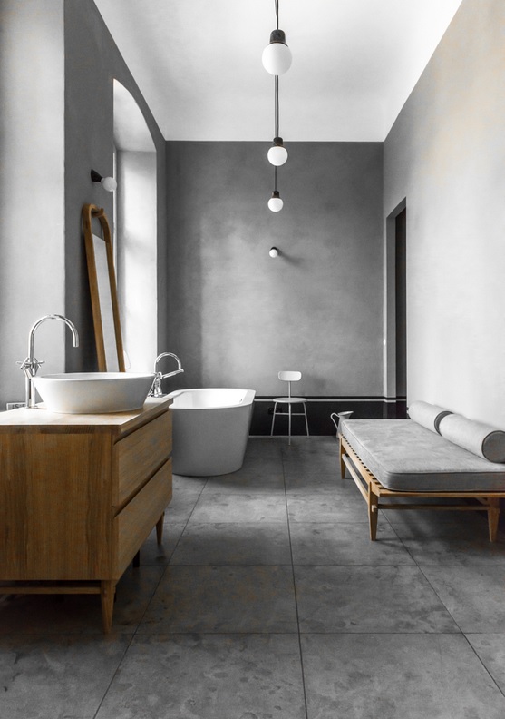 A very minimal concrete bathroom in a Berlin home - via Coco Lapine