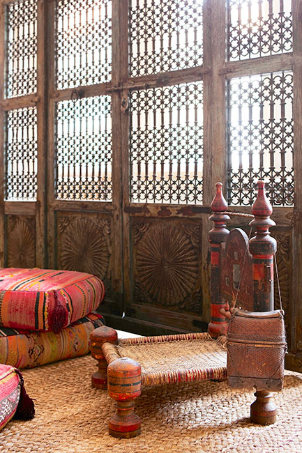 Arabian inspired interior in a NY Tribeca loft designed by Deborah French designed using Ralph Lauren fabrics