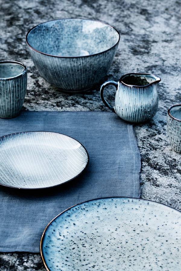 Blue crockery by Broste Copenhagen