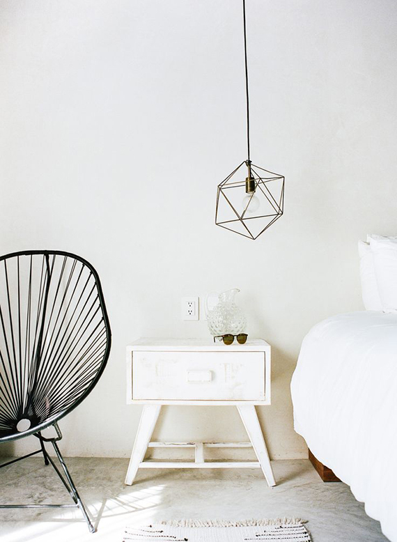 Detail of a bright bedroom in the Sanará Resort in Tulum