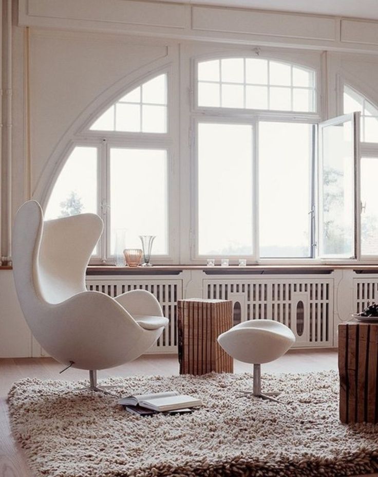 The elegant Egg chair, designed for the SAS Royal Hotel in Copenhagen