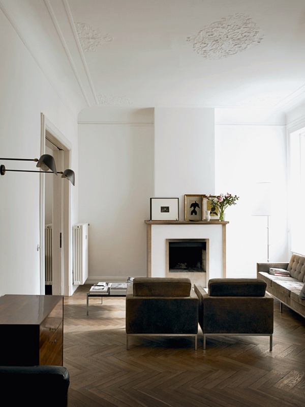 Mouille wall lights on the left, via Blood & Champagne