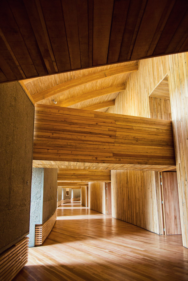Tierra Patagonia Hotel & Spa is a building immersed in the landscape and emerges from the hillside where the winning architecture complements the flow of the geology in this privileged location and showcases the magnificent views of the Torres del Paine National Park in Patagonia, Chili