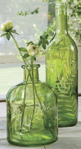 Less is more, simple green glass vases via Country Door