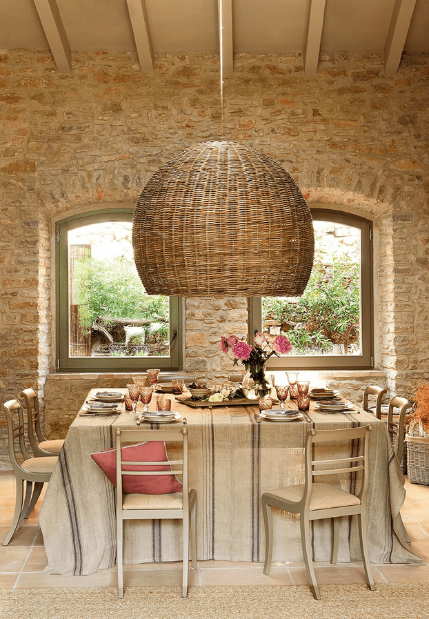 Wonderful wicker lampshade via Greige Design