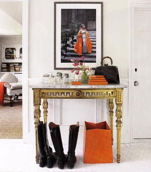 Orange details in a classic home - via Secretly Fancy