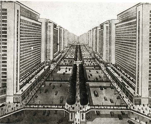 La Ville Radieuse, megalomanic cityplanning by Le Corbusier