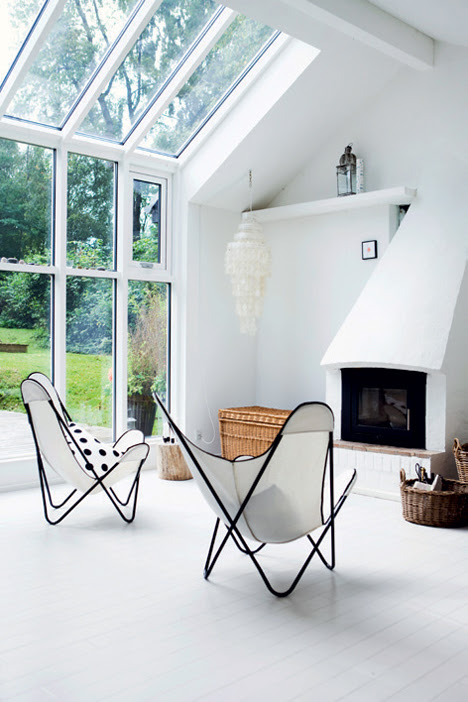 Clean black and white butterflies in a Danish summer cottage - via Coco Lapine