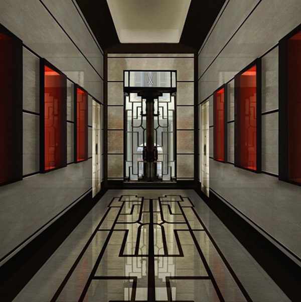 Entrance hall of the Milan flagship store Villa Meissen designed by Gio Ponti