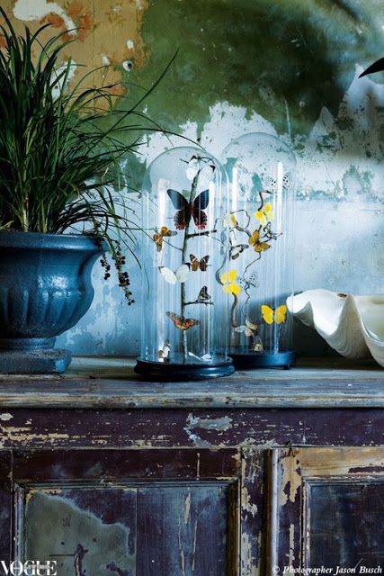 I love the colors in this beautiful blue vignette - via Vogue Living