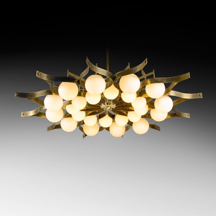 I love this elegant bronze and frosted glass chandelier, which Ponti designed for the Hotel Parco dei Principi in 1964 - via Casati Gallery